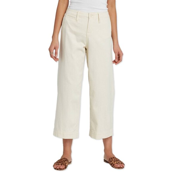 NWT High-Rise Wide-Leg Crop Cream/Ivory Stretch Pants - Women's Sizes 12, 14 - Picture 2 of 5